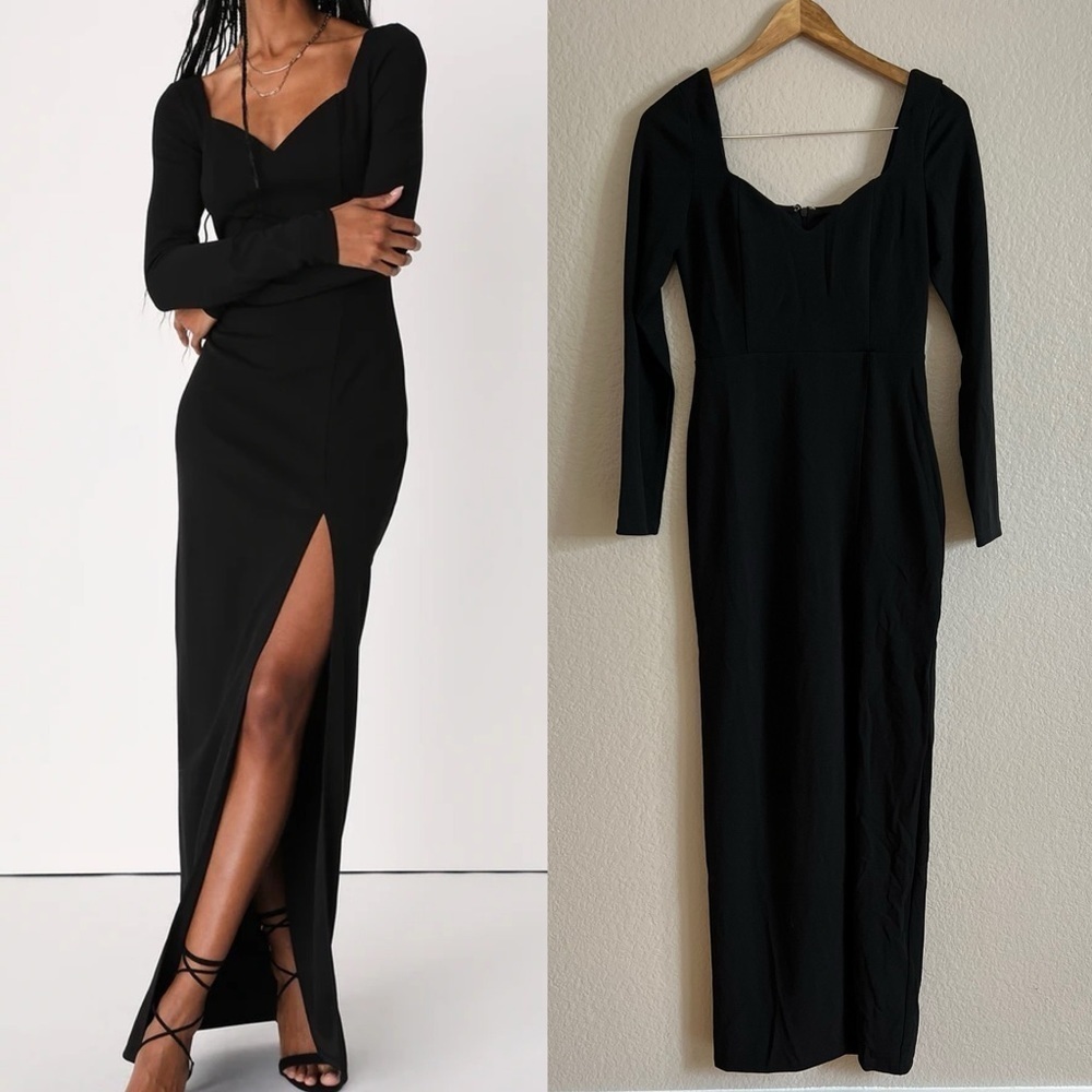 NWT Save a Little Bliss For Me Black Long Sleeve Bodycon Maxi Dress